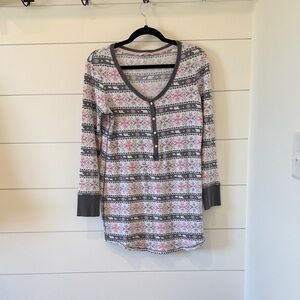 Victoria's Secret Gray and Pink Patterned Sleep Nightgown Size M